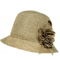Straw Bucket Hats w/ Flower - Khaki - HT-HT2332KA
